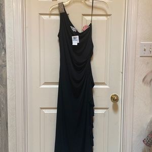 Black one shoulder evening gown